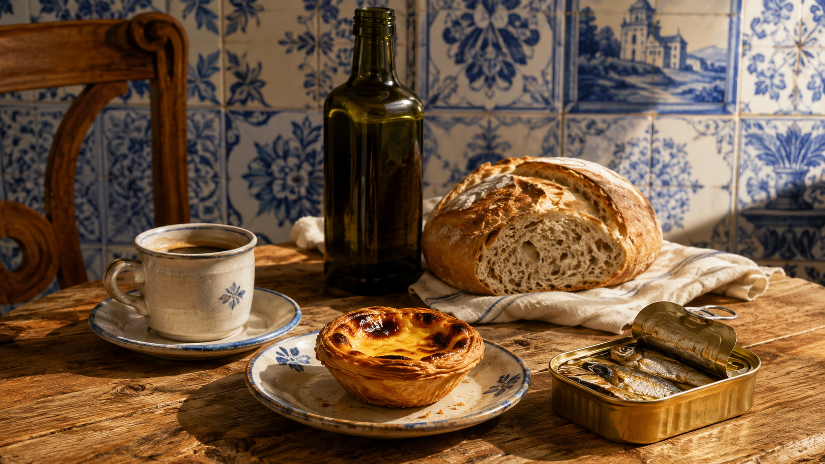 Mesa com sabores portugueses — imagem de apresentação da marca
